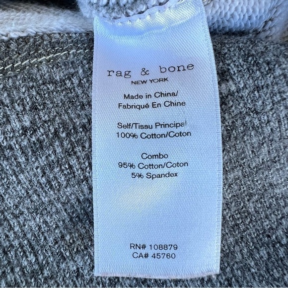 Rag & Bone The Raglan Crewneck Sweatshirt Gray Cotton Terry XS GUC - Picture 11 of 11